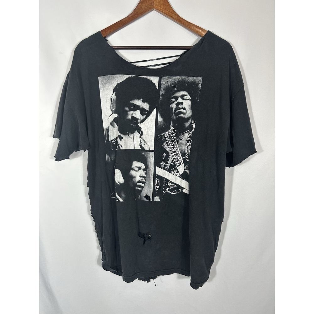 Jimi Hendrix 2014 Thrashed Concert Tee Graphic T-Shirt Ripped Grunge Band Y2K